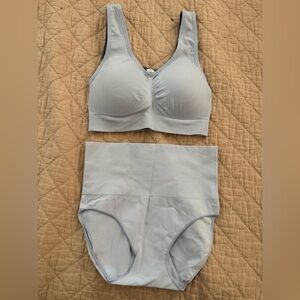 SPANX Oxford Blue Seamless Reversible Bralette & Shaping  Brief Set Size M